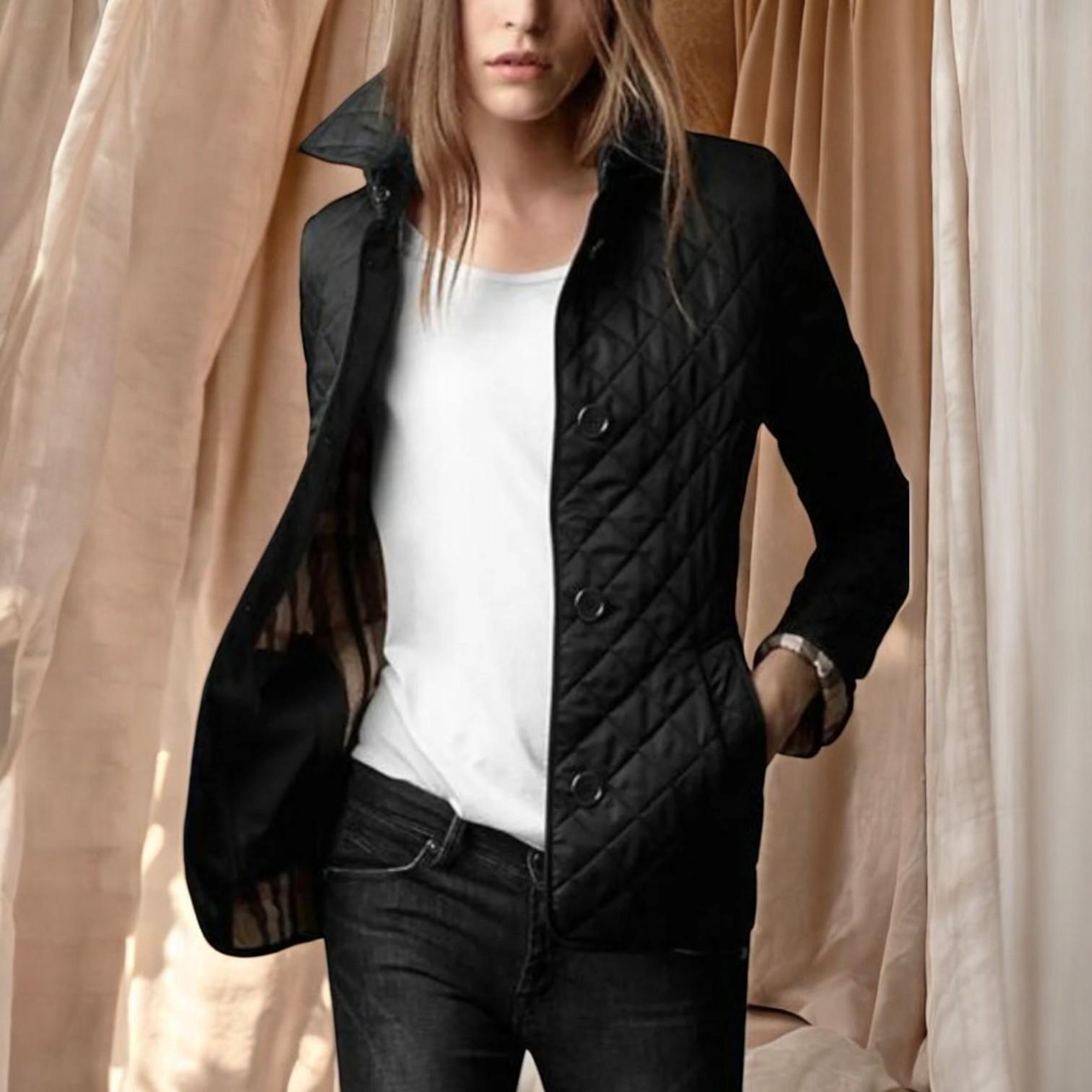 Marles Women's Puffer Coat with Buttons – Modern Elegant Brown for Travel and Daily Wear