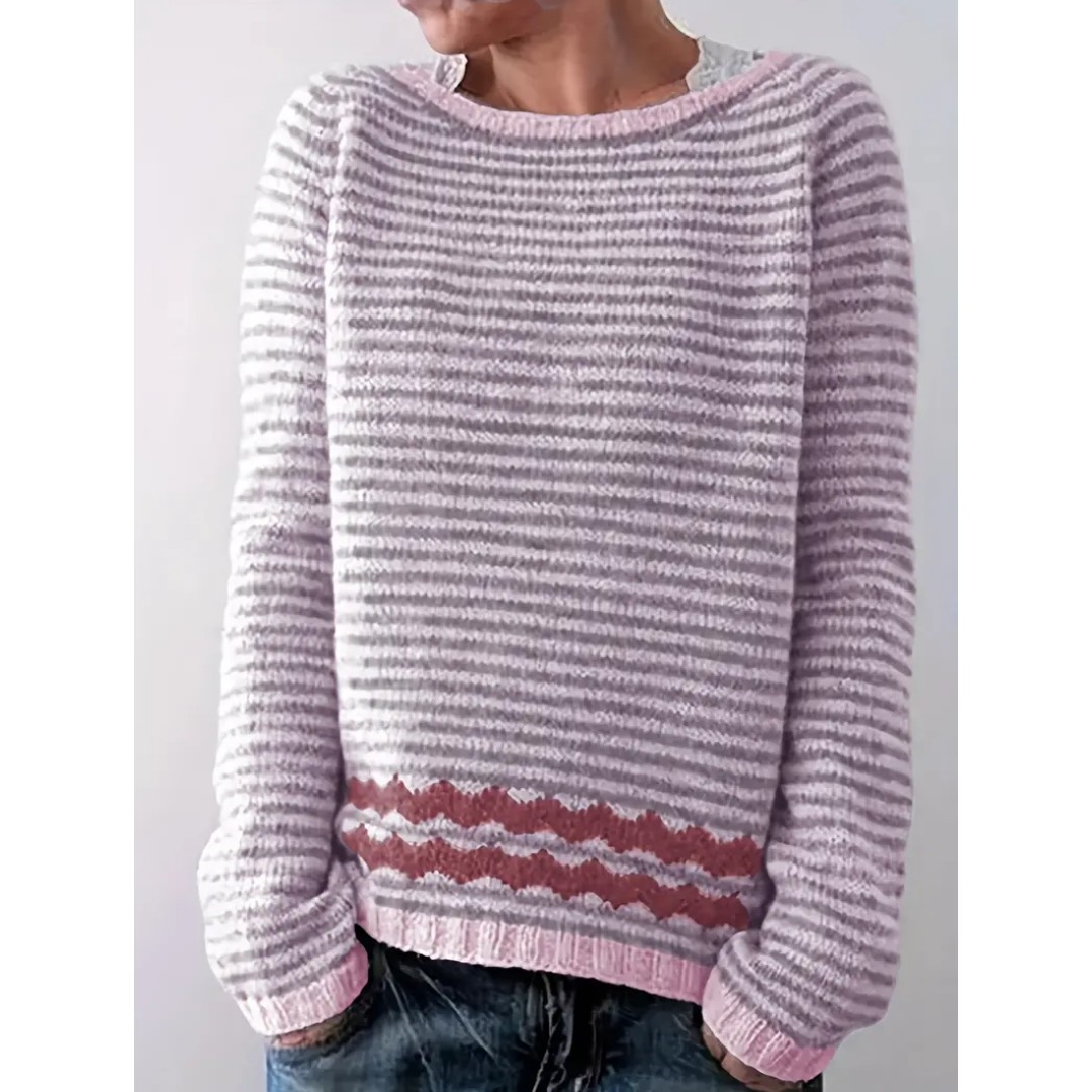 Isoladi Women's Sweater with Elegant Striped Design for a Sophisticated and Flattering Look