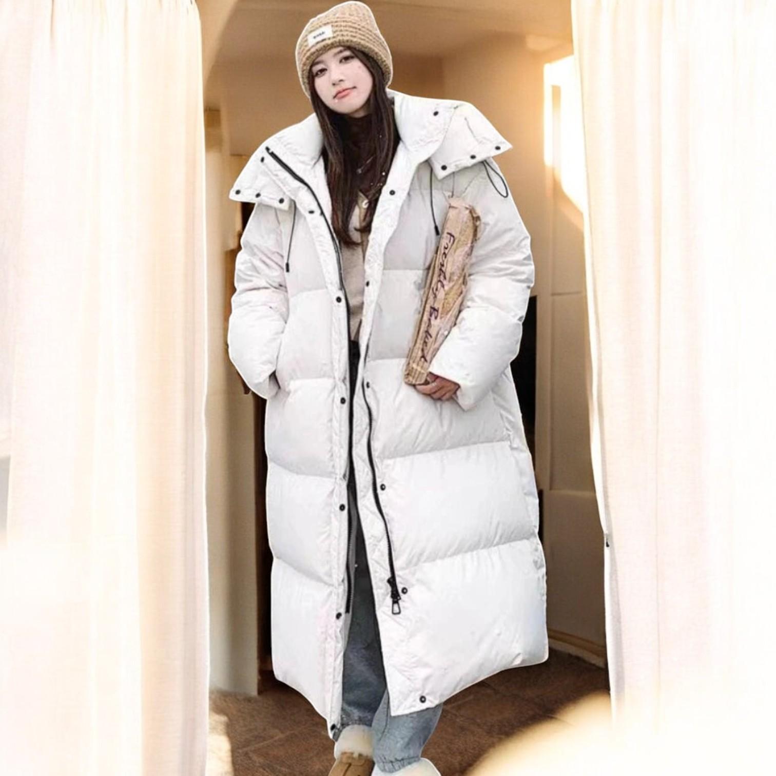 Women's Winter Sweatshirt with Long Puffer Coat and Warm Hood – The Perfect Upgrade for Comfort and Style in Every Season