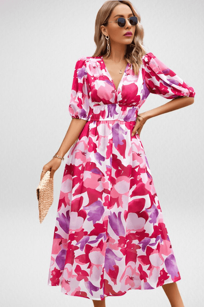 Elegant Day Dress by Elena with Stunning V-Neck