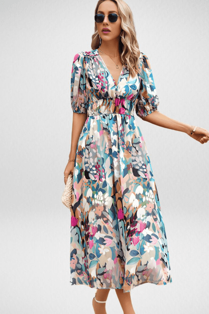 Elegant Day Dress by Elena with Stunning V-Neck