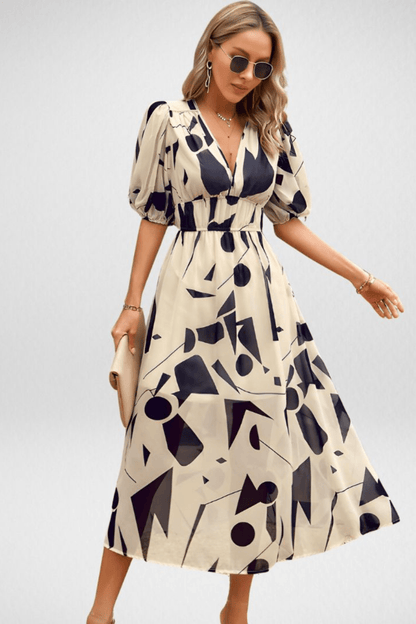 Elegant Day Dress by Elena with Stunning V-Neck