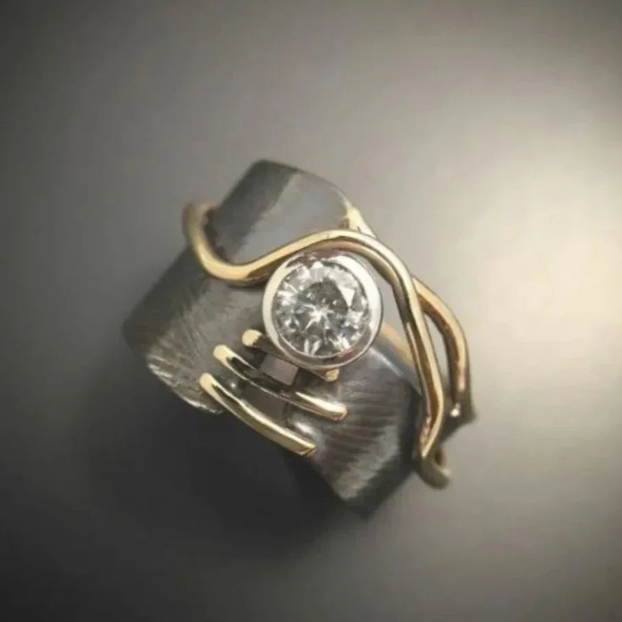 Anutina – An Ancient Inspired Ring in Dark Silver with Stunning Zirconia