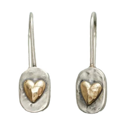 Silver Arch Earrings with Gold Leaves in Stunning Vintage Design