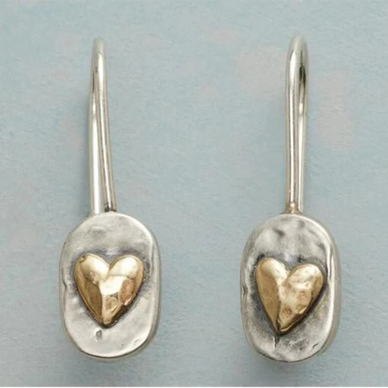 Silver Arch Earrings with Gold Leaves in Stunning Vintage Design
