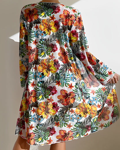 Isla - Designed Bikini Set with Tropical Print and Fashionable Helmet