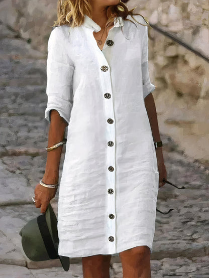 Elegant Women's Cotton Dress with Luxurious Button Closure and Perfect Style