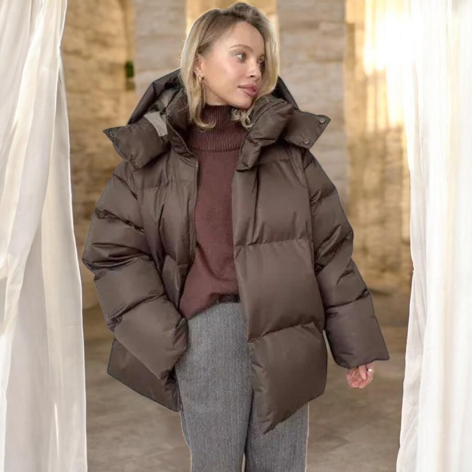 Helena Derman Classic Down Coat for Winter - Stylish Warm and Bright for Cold Days