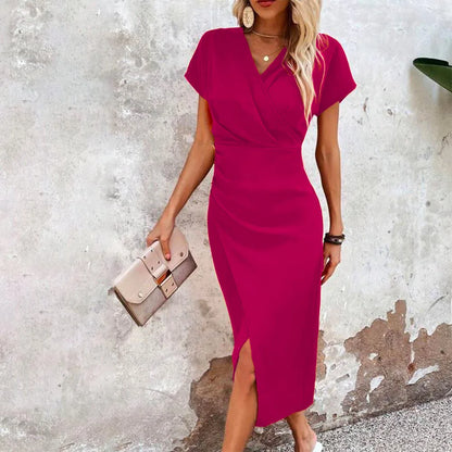 Stylish and Comfortable Protection - Short V-Neck Mini Dress for Women
