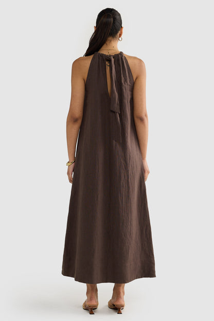 Elegant Beach Dress with Linen Belt for a Summer Style and Glamour
