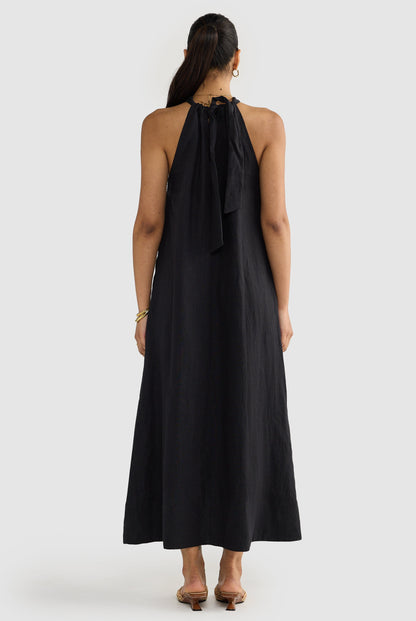 Elegant Beach Dress with Linen Belt for a Summer Style and Glamour