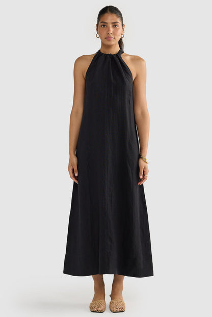 Elegant Beach Dress with Linen Belt for a Summer Style and Glamour