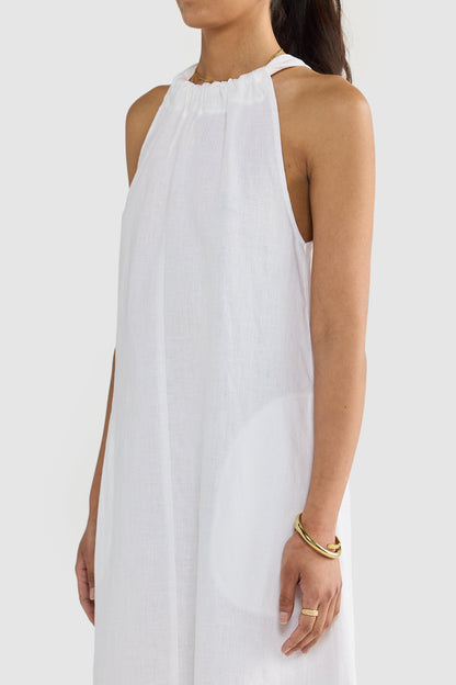 Elegant Beach Dress with Linen Belt for a Summer Style and Glamour