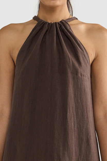Elegant Beach Dress with Linen Belt for a Summer Style and Glamour