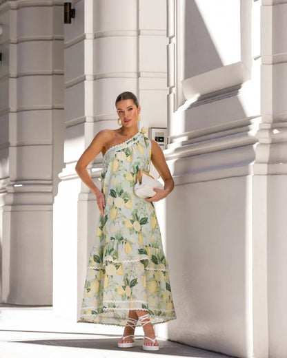 Goodbye Dress with Lemon Flower Pattern - Cheerful and Elegant Design for the Perfect Dress