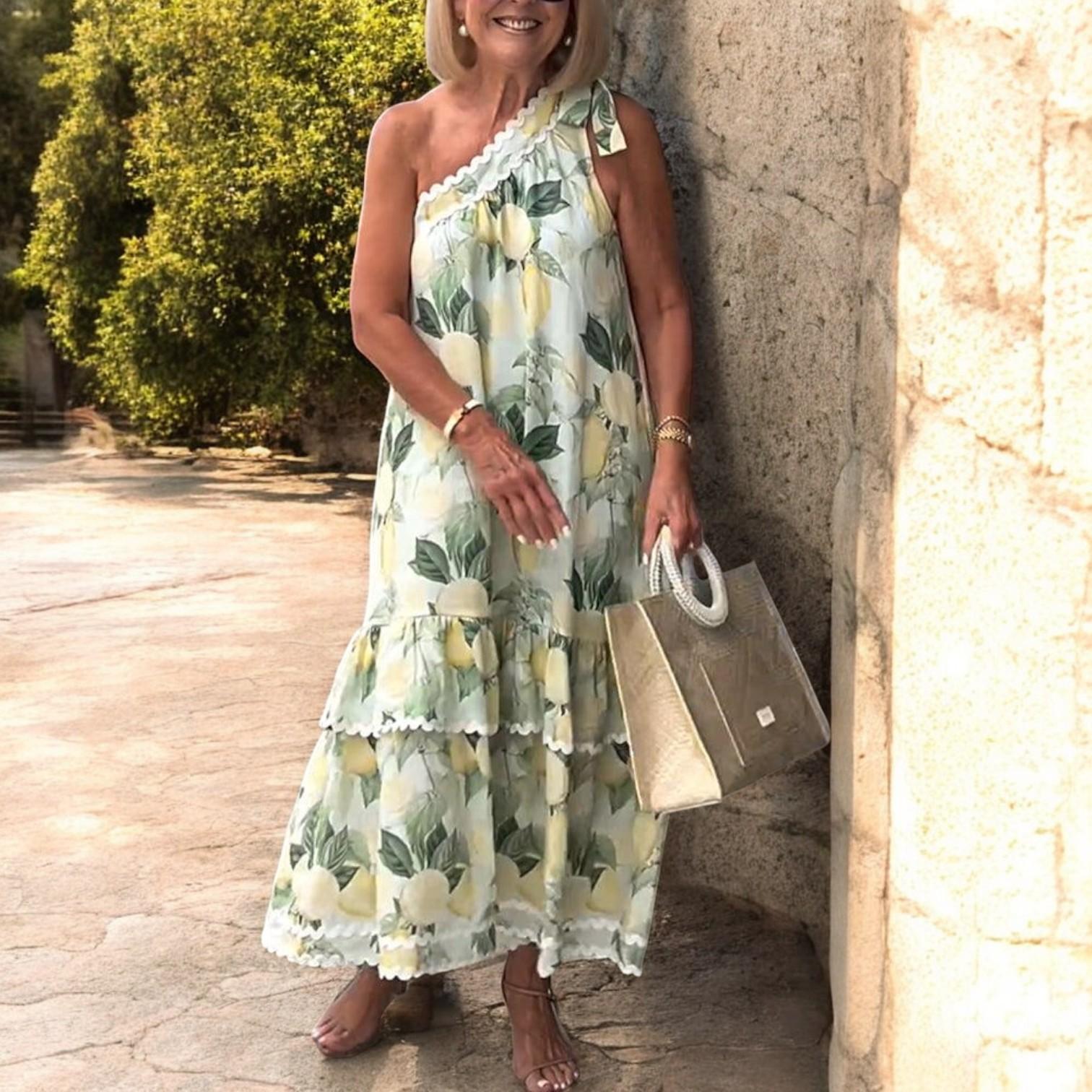 Goodbye Dress with Lemon Flower Pattern - Cheerful and Elegant Design for the Perfect Dress