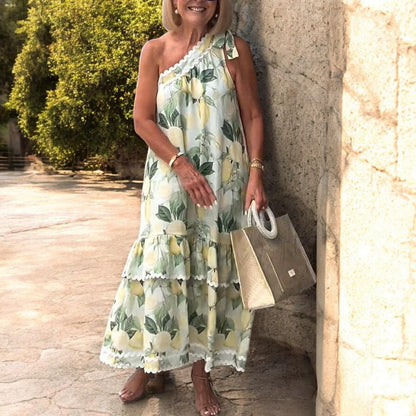 Goodbye Dress with Lemon Flower Pattern - Cheerful and Elegant Design for the Perfect Dress