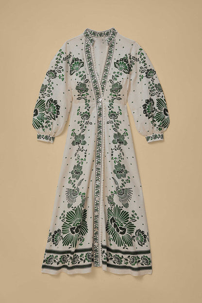 Elegant Maxi Dress with Botanical Design - A Natural and Stunning Addition for a Perfect Look