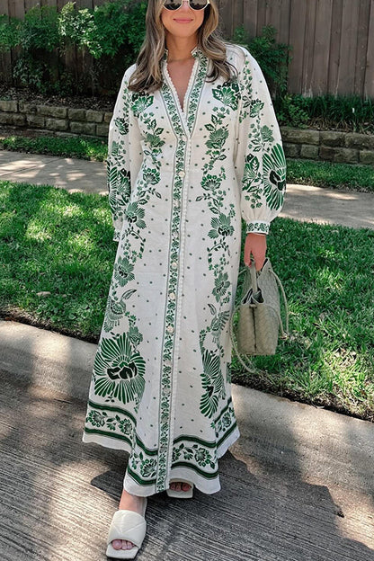 Elegant Maxi Dress with Botanical Design - A Natural and Stunning Addition for a Perfect Look
