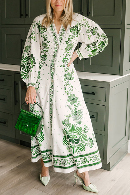 Elegant Maxi Dress with Botanical Design - A Natural and Stunning Addition for a Perfect Look