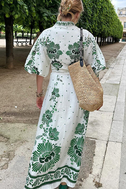 Elegant Maxi Dress with Botanical Design - A Natural and Stunning Addition for a Perfect Look