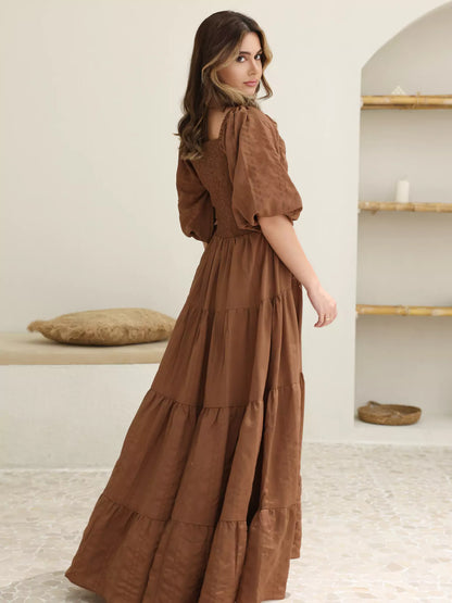 Forever Love Elegant Bronze Dress with Topstitching for Stunning Design