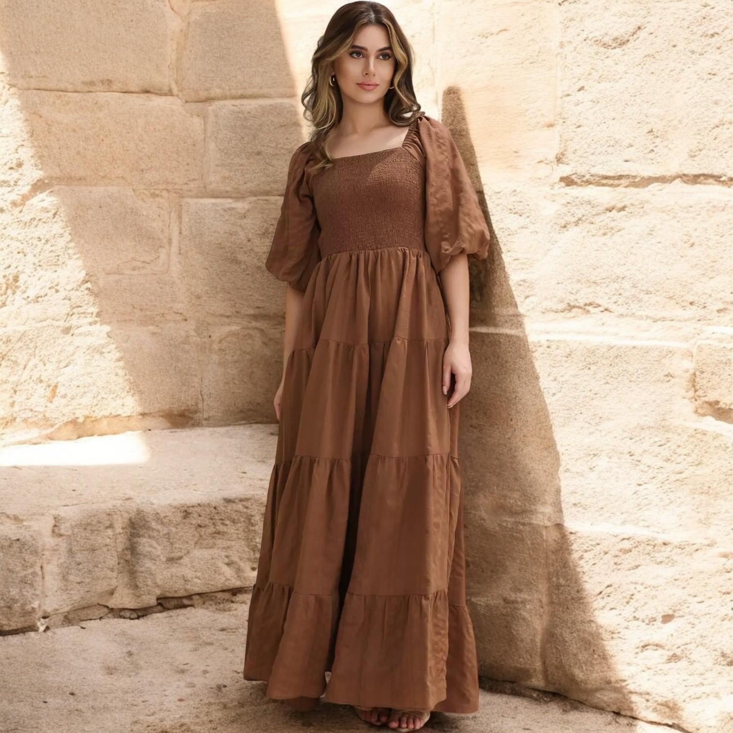 Forever Love Elegant Bronze Dress with Topstitching for Stunning Design