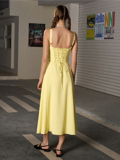 Elegant Bustier Dress with Lace Side and Adjustable Straps – A Must-Have for Special Occasions