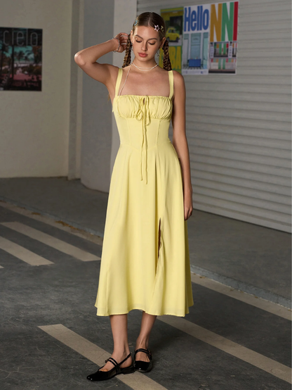 Elegant Bustier Dress with Lace Side and Adjustable Straps – A Must-Have for Special Occasions