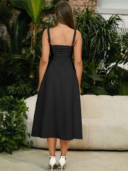 Elegant Bustier Dress with Lace Side and Adjustable Straps – A Must-Have for Special Occasions