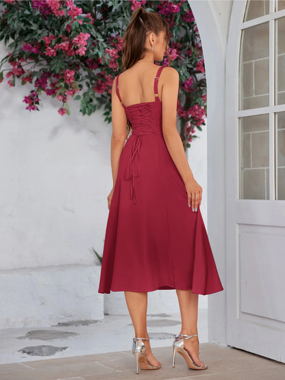 Elegant Bustier Dress with Lace Side and Adjustable Straps – A Must-Have for Special Occasions