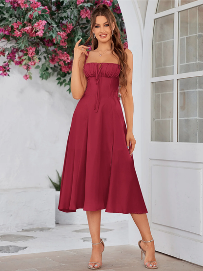 Elegant Bustier Dress with Lace Side and Adjustable Straps – A Must-Have for Special Occasions