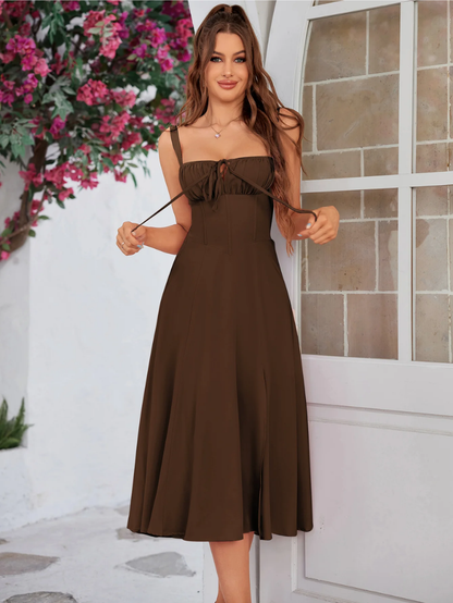 Elegant Bustier Dress with Lace Side and Adjustable Straps – A Must-Have for Special Occasions