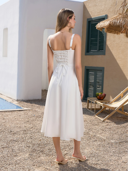 Elegant Bustier Dress with Lace Side and Adjustable Straps – A Must-Have for Special Occasions