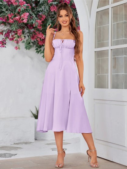 Elegant Bustier Dress with Lace Side and Adjustable Straps – A Must-Have for Special Occasions