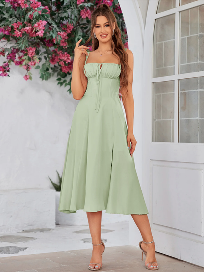 Elegant Bustier Dress with Lace Side and Adjustable Straps – A Must-Have for Special Occasions