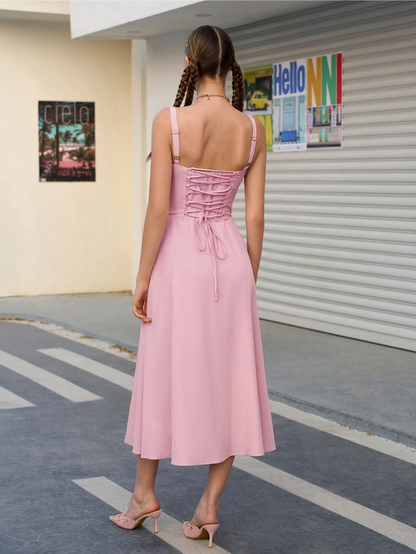 Elegant Bustier Dress with Lace Side and Adjustable Straps – A Must-Have for Special Occasions