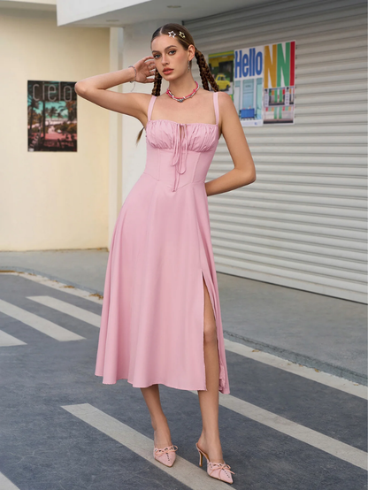 Elegant Bustier Dress with Lace Side and Adjustable Straps – A Must-Have for Special Occasions