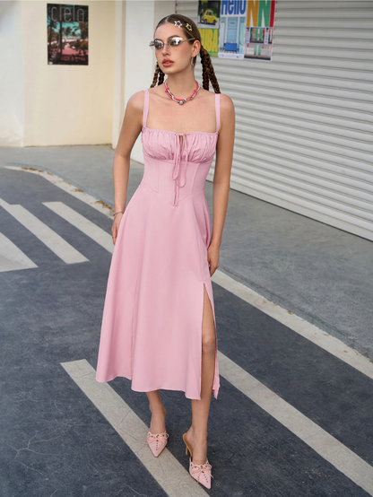 Elegant Bustier Dress with Lace Side and Adjustable Straps – A Must-Have for Special Occasions