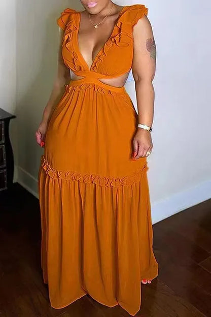 Glamorous and Elegant Dress with Fashionable V-Neck