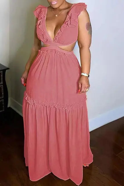 Glamorous and Elegant Dress with Fashionable V-Neck