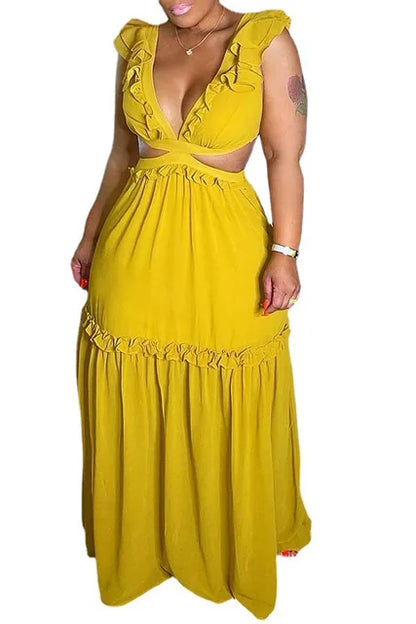 Glamorous and Elegant Dress with Fashionable V-Neck