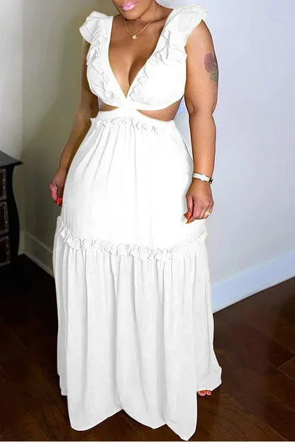 Glamorous and Elegant Dress with Fashionable V-Neck