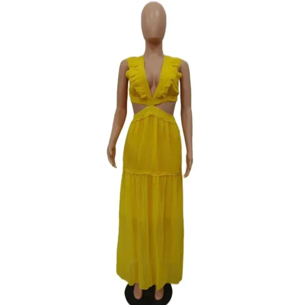 Glamorous and Elegant Dress with Fashionable V-Neck