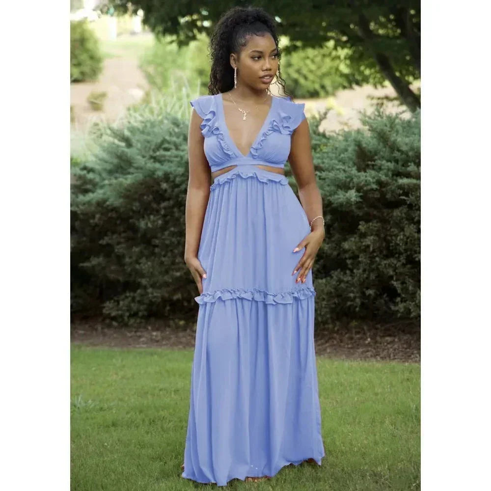 Glamorous and Elegant Dress with Fashionable V-Neck