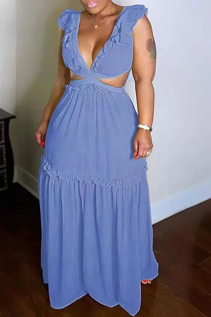Glamorous and Elegant Dress with Fashionable V-Neck
