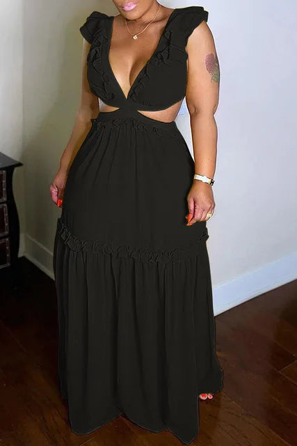 Glamorous and Elegant Dress with Fashionable V-Neck