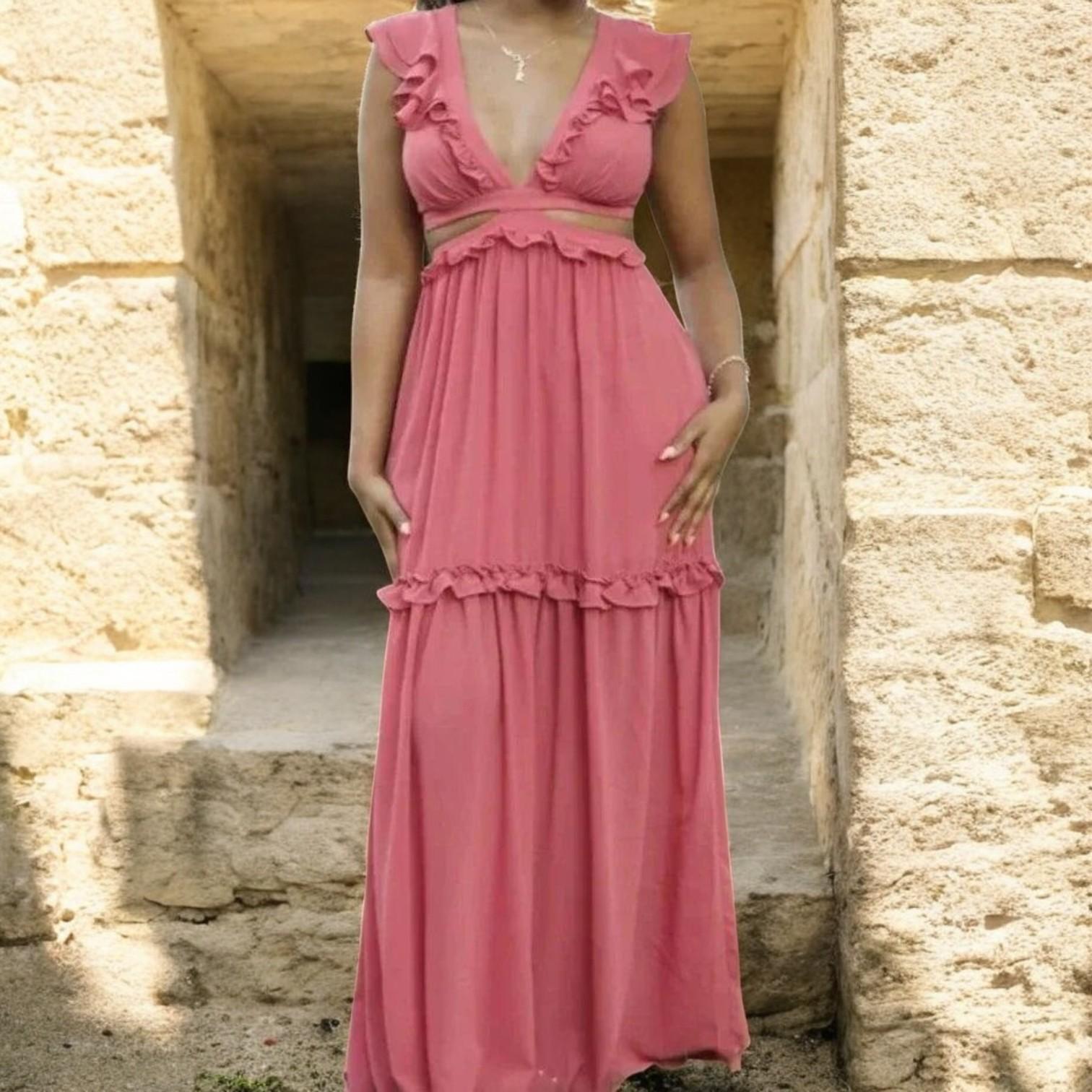 Glamorous and Elegant Dress with Fashionable V-Neck