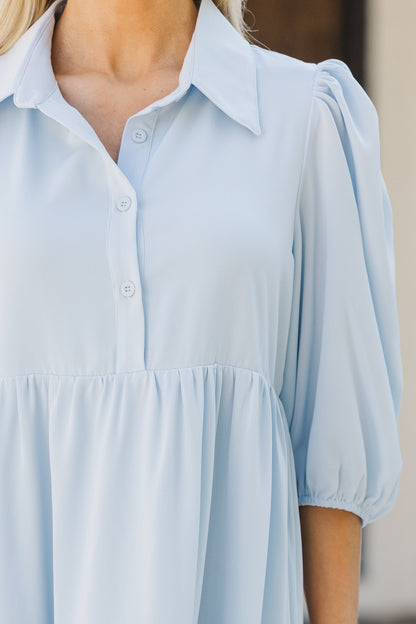 Elegant Blue Striped Midi Dress for Special Events