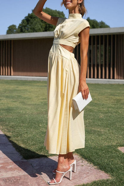 Fashionable Mini Summer Dress with Cut-Outs at the Waist for a Unique Personal Style